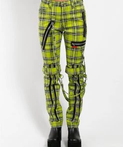 Trippnyc.com Women BONDAGE PANT LIME PLAID