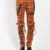 Trippnyc.com BONDAGE PANT ORANGE PLAID Women