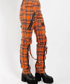 Trippnyc.com BONDAGE PANT ORANGE PLAID Women 10 Trippnyc.com BONDAGE PANT ORANGE PLAID Women