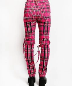 Trippnyc.com BONDAGE PANT PINK PLAID Women 11 Trippnyc.com BONDAGE PANT PINK PLAID Women