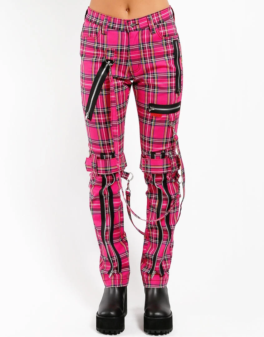 Trippnyc.com BONDAGE PANT PINK PLAID Women 1 Trippnyc.com BONDAGE PANT PINK PLAID Women