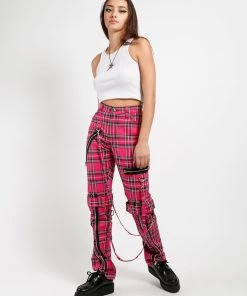 Trippnyc.com BONDAGE PANT PINK PLAID Women