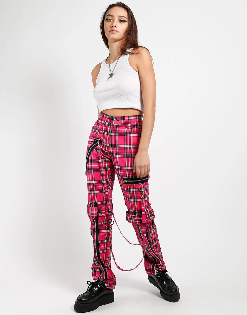 Trippnyc.com BONDAGE PANT PINK PLAID Women 2 Trippnyc.com BONDAGE PANT PINK PLAID Women