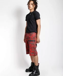 Trippnyc.com PLAID PUNK SHORT RED PLAID Women