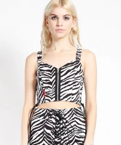Trippnyc.com ZEBRA SIDE LACE CROP TOP