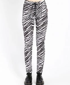 Trippnyc.com HIGH WAIST TIE UP PANT ZEBRA