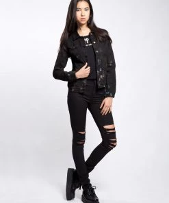 Trippnyc.com Women HIGH WAIST KNEE SLIT JEAN