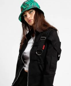 Trippnyc.com Women BONDAGE BUCKET HAT GREEN PLAID