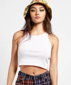 Trippnyc.com BONDAGE BUCKET HAT YELLOW PLAID Women