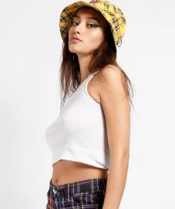 Trippnyc.com BONDAGE BUCKET HAT YELLOW PLAID Women