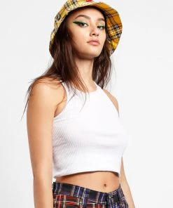 Trippnyc.com BONDAGE BUCKET HAT YELLOW PLAID Women