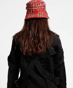 Trippnyc.com BONDAGE BUCKET HAT RED PLAID Women