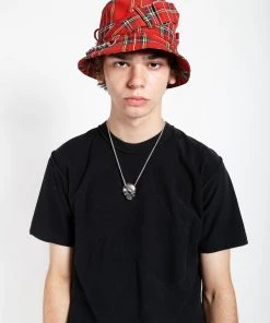Trippnyc.com BONDAGE BUCKET HAT RED PLAID Women