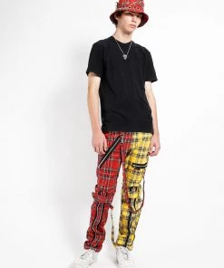 Trippnyc.com BONDAGE BUCKET HAT RED PLAID Women