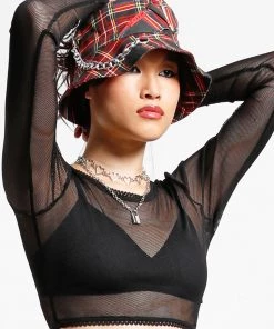 Trippnyc.com BONDAGE BUCKET HAT BLACK PLAID Women