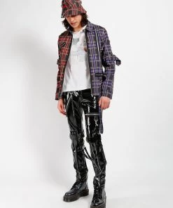 Trippnyc.com BONDAGE BUCKET HAT BLACK PLAID Women