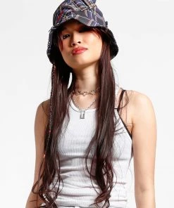 Trippnyc.com BONDAGE BUCKET HAT PURPLE PLAID
