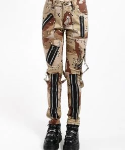 Trippnyc.com Women CLASSIC SLIM LEG SAND CAMO BONDAGE PANT