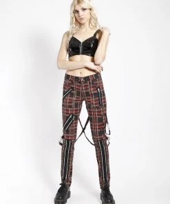 Trippnyc.com CLASSIC SLIM LEG BONDAGE PANT BLACK PLAID
