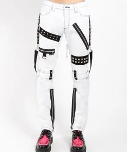 Trippnyc.com STUDDED BONDAGE PANT WHITE Women