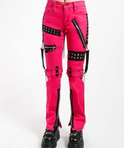 Trippnyc.com Women STUDDED BONDAGE PANT PINK