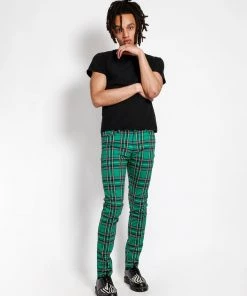 Trippnyc.com Men ROCKER JEAN GREEN PLAID
