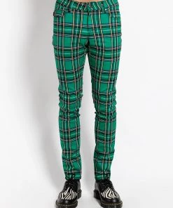 Trippnyc.com Men ROCKER JEAN GREEN PLAID