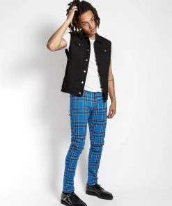 Trippnyc.com Men ROCKER JEAN ROYAL PLAID