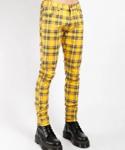 Trippnyc.com ROCKER JEAN YELLOW TARTAN Men