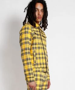 Trippnyc.com YELLOW PLAID TRUCKER JACKET