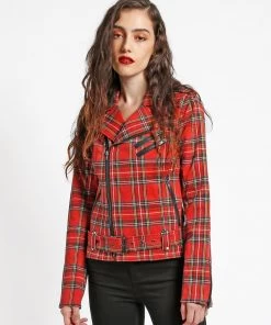 Trippnyc.com WILD CHILD MOTO RED PLAID Women