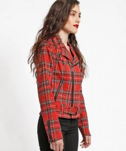 Trippnyc.com WILD CHILD MOTO RED PLAID Women
