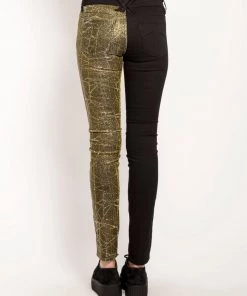 Trippnyc.com SPLIT SHINE JEAN GOLD Women