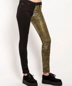 Trippnyc.com SPLIT SHINE JEAN GOLD Women
