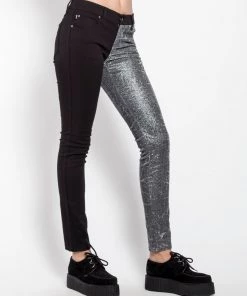 Trippnyc.com SPLIT SHINE JEAN SILVER Women