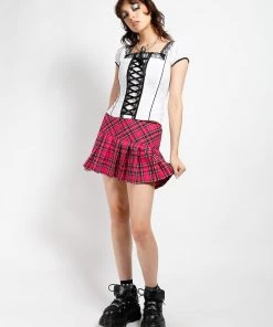 Trippnyc.com Women CAP SLEEVE SKULL EMBROIDERY CORSET