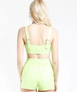 Trippnyc.com NEON LIME EXTRA CROP TOP Women