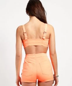 Trippnyc.com NEON ORANGE EXTRA CROP TOP