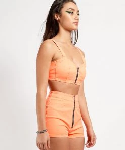 Trippnyc.com NEON ORANGE EXTRA CROP TOP