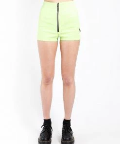 Trippnyc.com Women NEON LIME ZIP SHORT