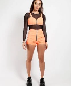 Trippnyc.com NEON ORANGE ZIP SHORT