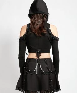 Trippnyc.com LOLITA CROP HOODY BLACK Women