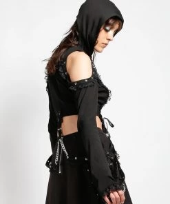 Trippnyc.com LOLITA CROP HOODY BLACK Women