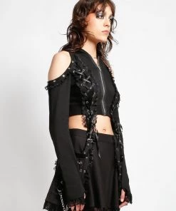 Trippnyc.com LOLITA CROP HOODY BLACK Women