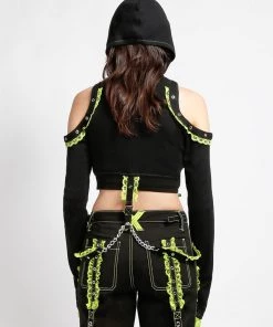 Trippnyc.com Women LOLITA CROP HOODY LIME