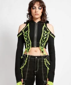 Trippnyc.com Women LOLITA CROP HOODY LIME