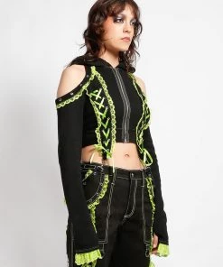 Trippnyc.com Women LOLITA CROP HOODY LIME