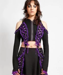 Trippnyc.com LOLITA CROP HOODY PURPLE Women