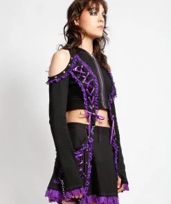 Trippnyc.com LOLITA CROP HOODY PURPLE Women