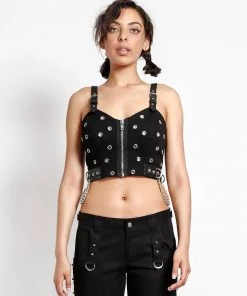 Trippnyc.com GROMMET AND CHAIN CROP TOP